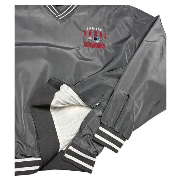 Vintage Y2K New England Patriots Retro REEBOK Super Bowl Grey Bomber Windbreaker - Picture 3 of 5